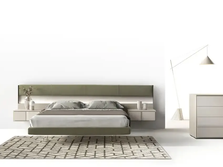 Letto Strip Panels C11 con testiera imbottita di Moretti Compact Giorno Notte